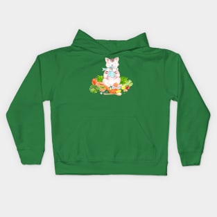 cat eating fish hand drawn Kids Hoodie